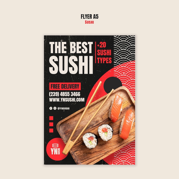 PSD un délicieux modèle de repas de sushi