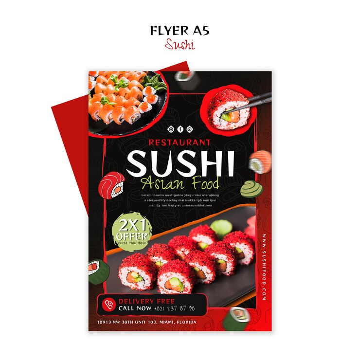 PSD un délicieux modèle de repas de sushi