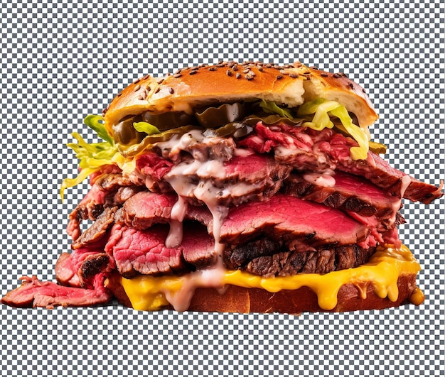 Le Délicieux Pastrami Burger Isolé Sur Un Fond Transparent