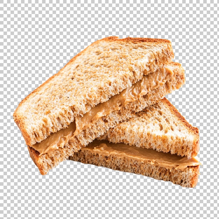 PSD délicieux sandwich au beurre d'arachide avec du pain croustillant