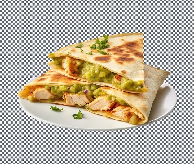 Un Délicieux Sandwich Au Poulet Quesadilla Isolé Sur Un Fond Transparent