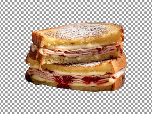 PSD délicieux sandwich jambon-fromage isolé sur fond transparent