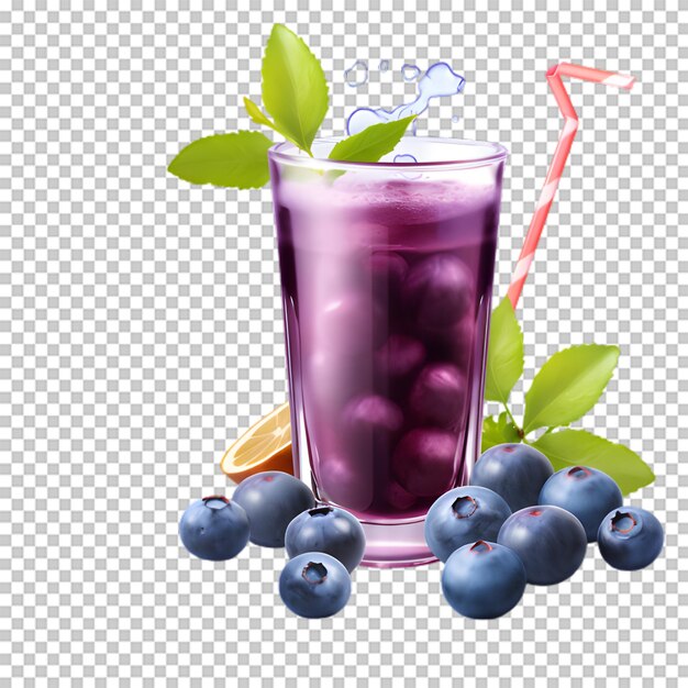 PSD un délicieux smoothie de bleuet sur un fond transparent