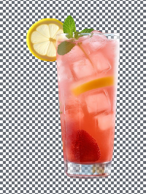 Délicieux Verre De Limonade Aux Fraises Isolé Sur Fond Transparent