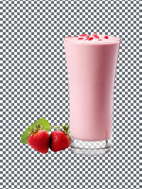 Délicieux verre de smoothie aux fraises isolé sur fond transparent