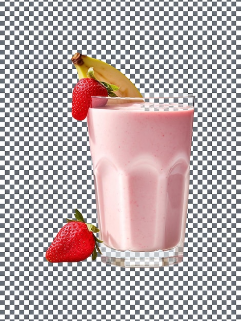 Délicieux verre de smoothie banane fraise isolé sur fond transparent