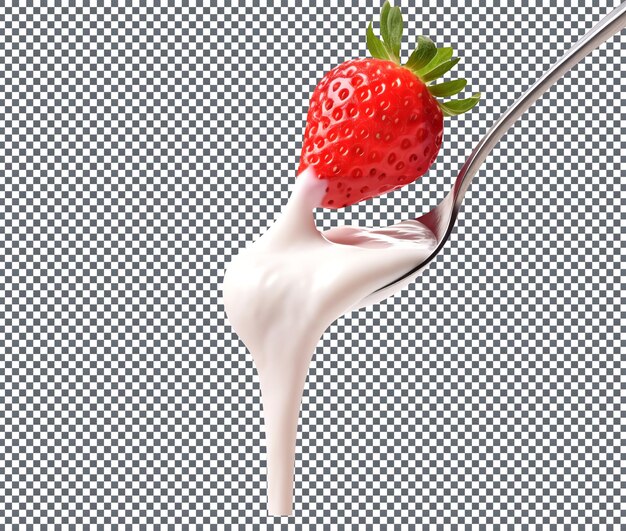 PSD un délicieux yogourt de fraise crémeux isolé sur un fond transparent