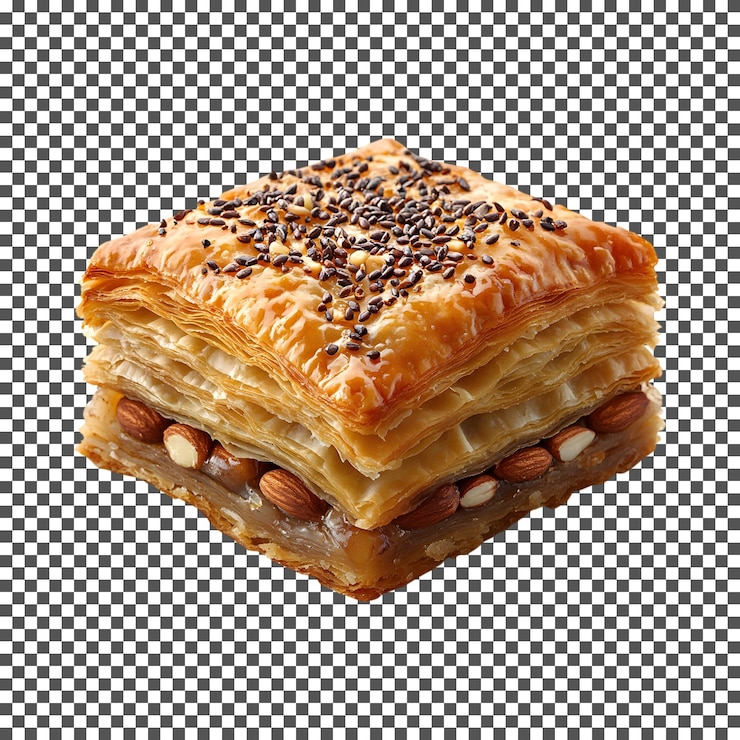 PSD la deliciosa almendra baklava aislada sobre un fondo transparente