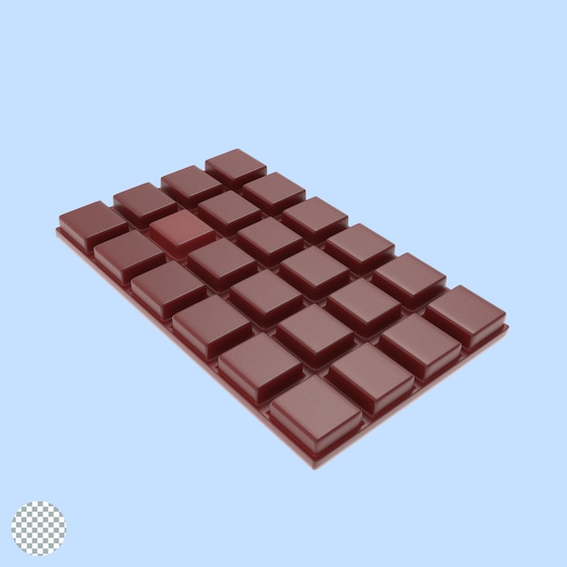 Deliciosa barra de chocolate oscuro 3d ilustración render icono aislado