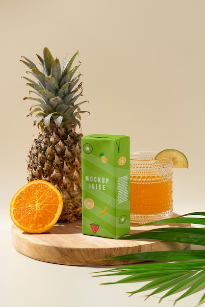 Deliciosa caixa de suco e laranja