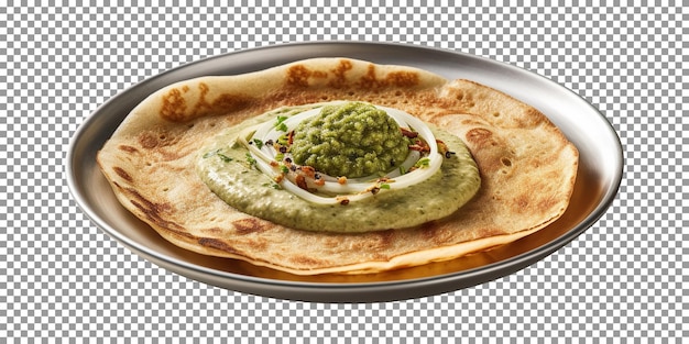 PSD deliciosa dosa con salsa verde aislada sobre fondo transparente