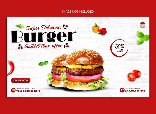 Deliciosa hamburguesa banner web de redes sociales