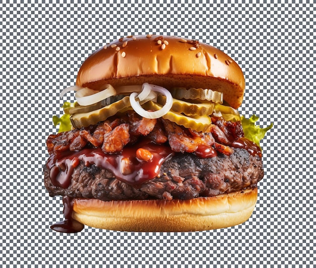 PSD deliciosa hamburguesa de carne de res aislada sobre un fondo transparente