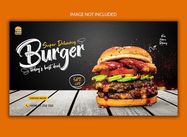 PSD deliciosa hamburguesa diseño de banner web de redes sociales