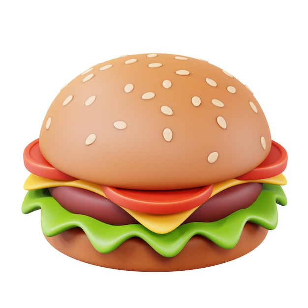 PSD deliciosa hamburguesa ilustración 3d