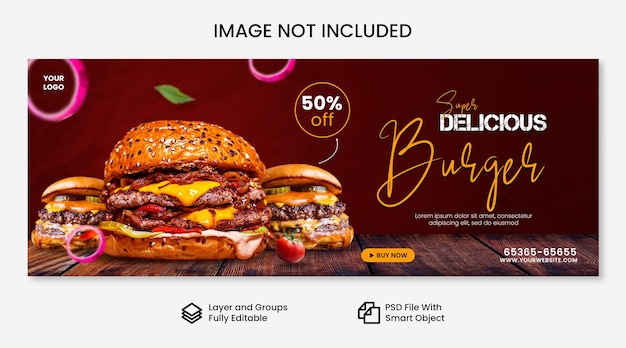 Deliciosa hamburguesa y menú de comida promoción de redes sociales plantilla de banner cuadrado