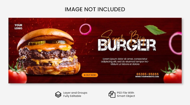 Deliciosa hamburguesa y menú de comida promoción de redes sociales plantilla de banner cuadrado