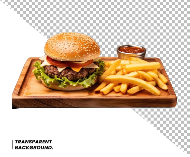 Deliciosa hamburguesa y papas fritas Fred Fondo transparente PSD