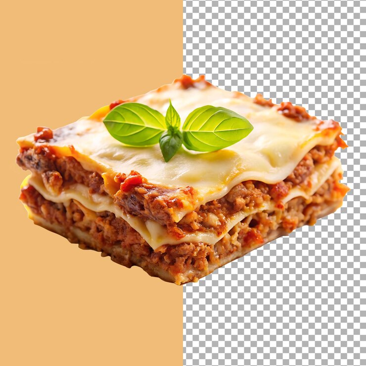 Deliciosa lasagna casera con albahaca fresca