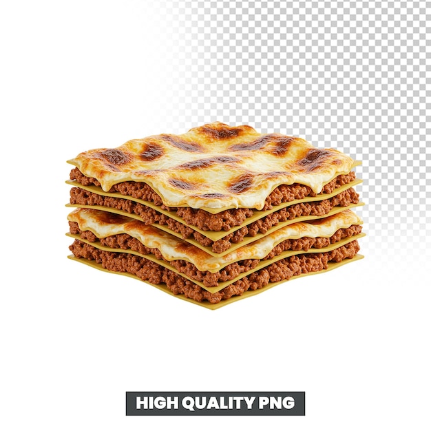 Deliciosa lasanha em camadas com queijo e carne.