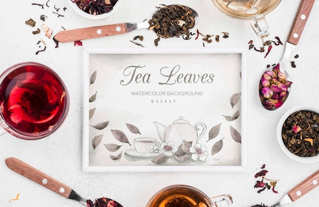 Deliciosa maqueta de concepto de té aromático