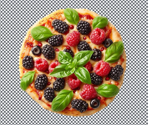 PSD deliciosa pizza berry basil isolada em fundo transparente