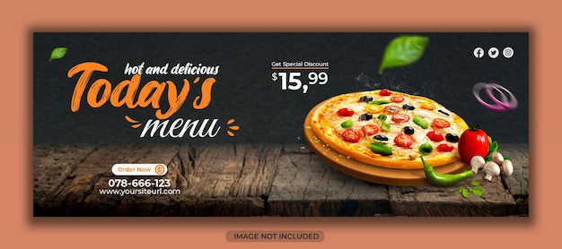 PSD deliciosa pizza comida menu mídia social capa do facebook e modelo de design de banner da web