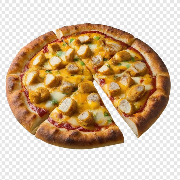 PSD deliciosa pizza de queijo de frango isolada em fundo transparente