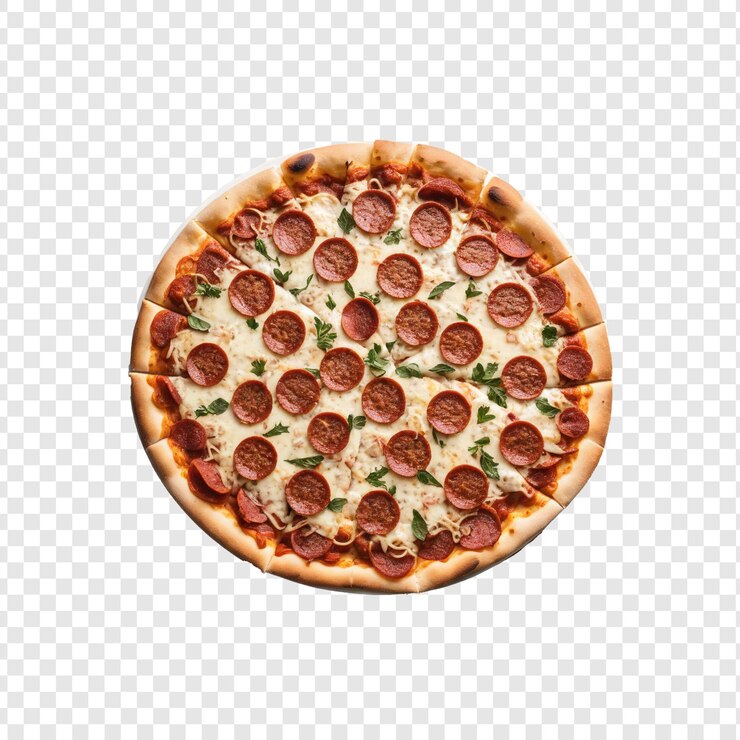 PSD deliciosa pizza de queso aislada sobre un fondo transparente