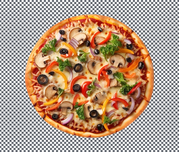 Deliciosa pizza vegetariana aislada en un fondo transparente