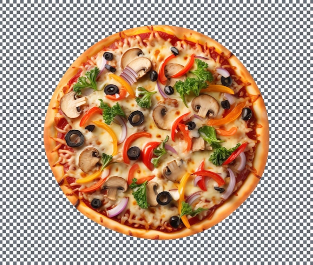 PSD deliciosa pizza vegetariana isolada em fundo transparente