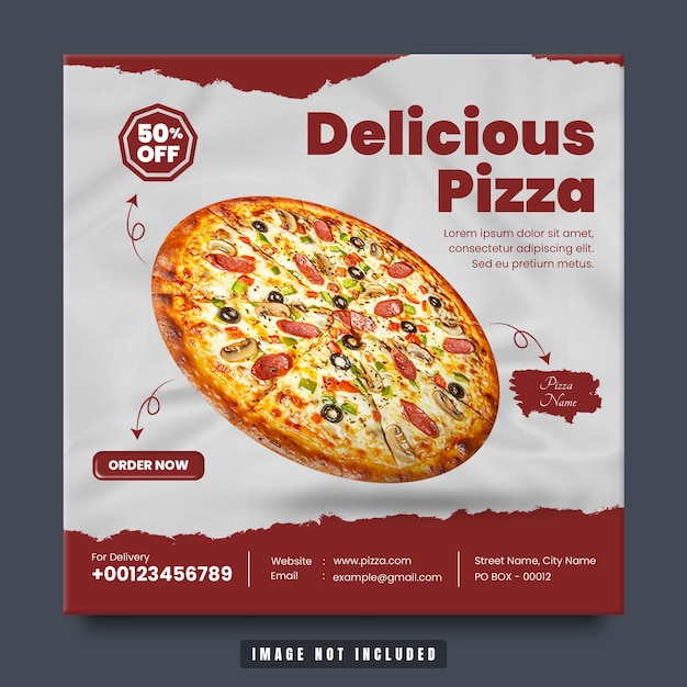 Deliciosa pizzería promoción de redes sociales y plantilla de publicación de Instagram PSD Premium