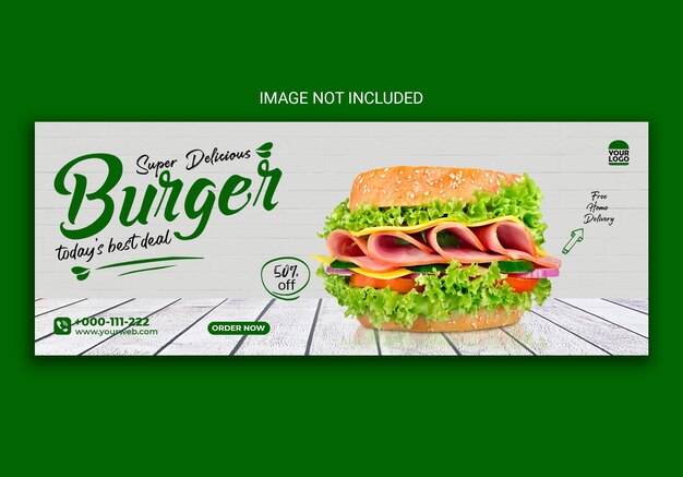 Deliciosa plantilla de banner de facebook de hamburguesa