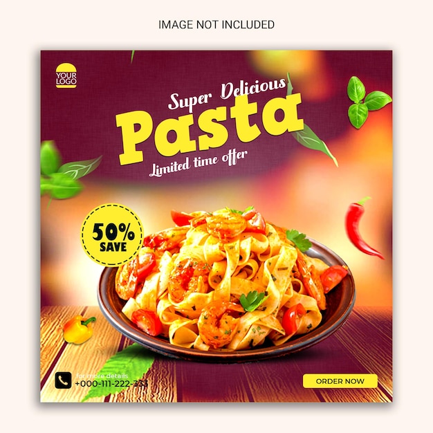 Deliciosa plantilla de redes sociales de pasta sabrosa