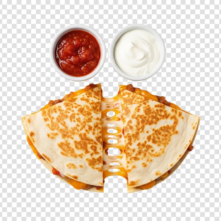 PSD deliciosa quesadilla de queso con salsa y crema agria