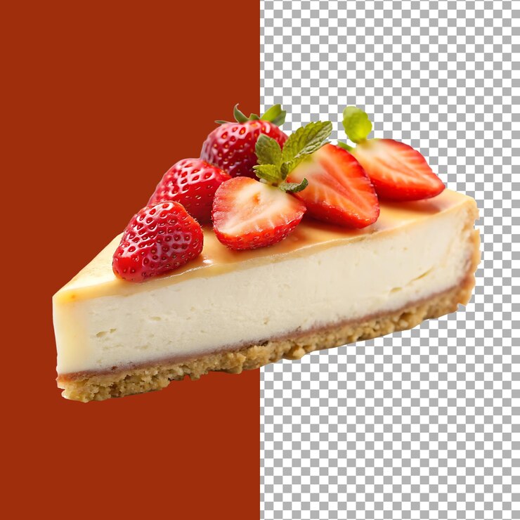 Deliciosa rebanada de pastel de queso de fresa