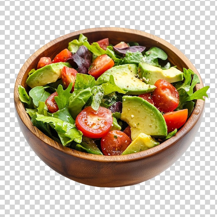 PSD deliciosa receta de ensalada de aguacate y tomate vibrante idea de preparación de comidas saludables en una bolsa transparente