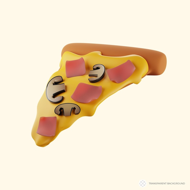 PSD deliciosa renderização em 3d de uma fatia de pizza capricciosa perfeita para sua imagem isolada de entrega de pizza