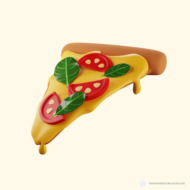 Deliciosa representación 3d de una rebanada de pizza margherita perfecta para la imagen aislada de entrega de pizza