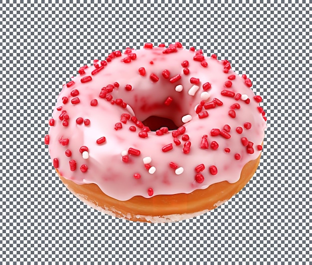 Deliciosa rosquilla de vainilla de cereza aislada sobre un fondo transparente