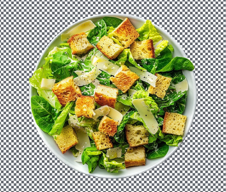 PSD deliciosa y sabrosa ensalada vegana de césar aislada sobre un fondo transparente