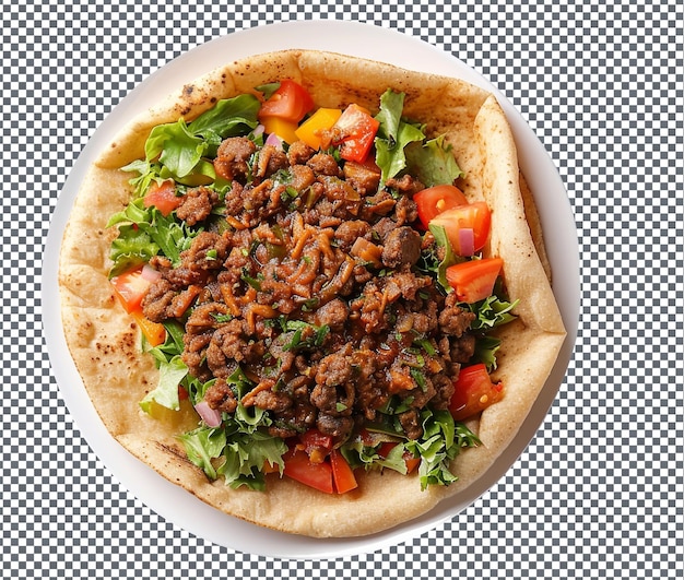 Deliciosa salada Engera Tibs etíope isolada em fundo transparente