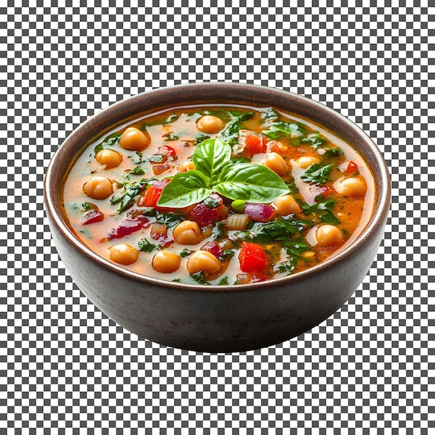 deliciosa sopa de grão-de-bico e espinafre isolada sobre um fundo transparente