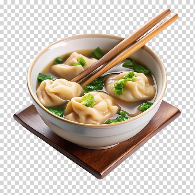 PSD deliciosa sopa de wonton em bolos isolados em fundo transparente