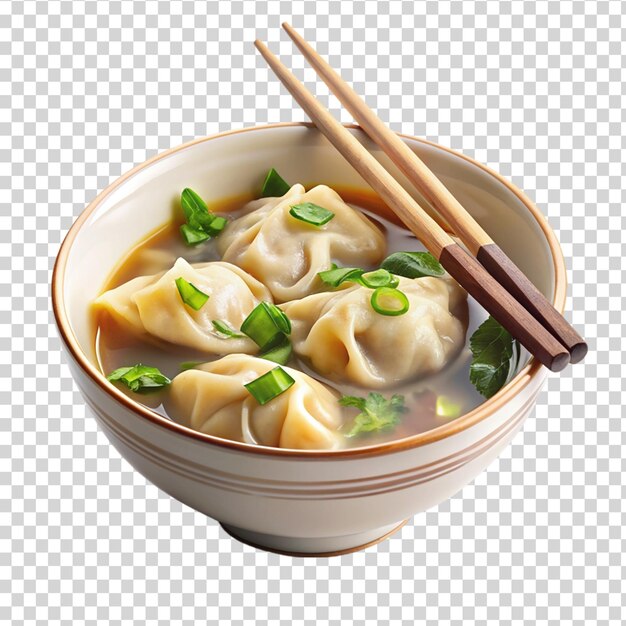 PSD deliciosa sopa de wonton em bolos isolados em fundo transparente