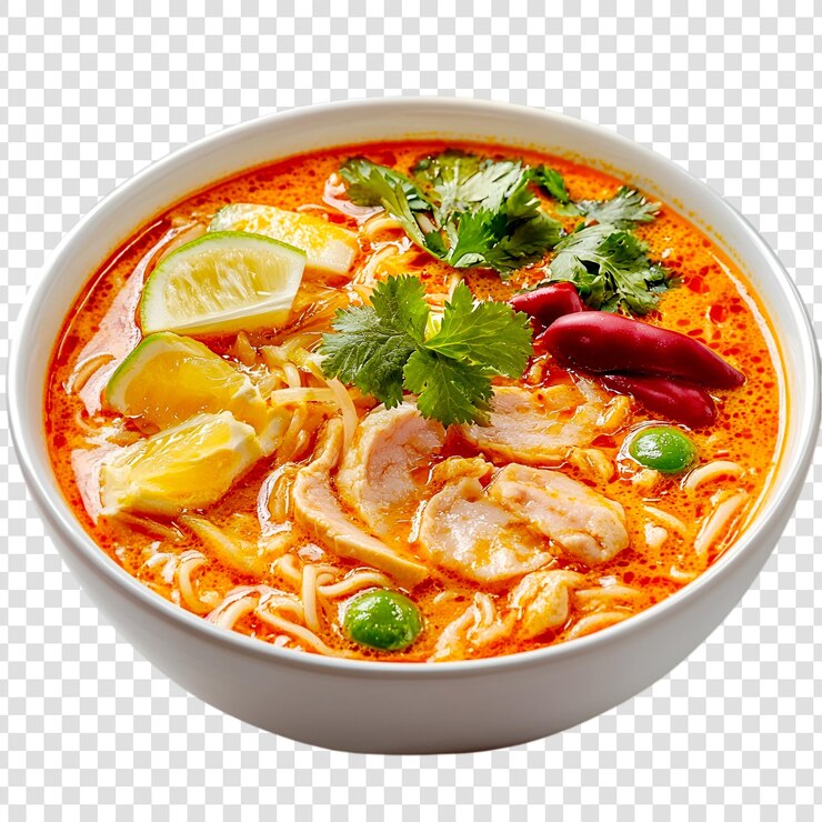 PSD deliciosa sopa de fideos de pollo con lima y chile
