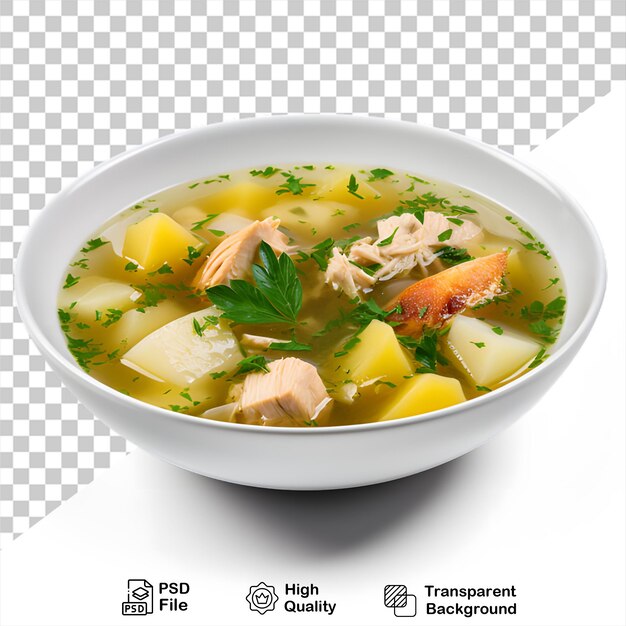 PSD deliciosa sopa de pollo aislada sobre un fondo transparente incluye archivo png