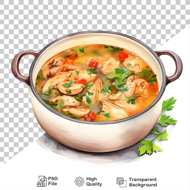 PSD deliciosa sopa de pollo aislada sobre un fondo transparente incluye archivo png