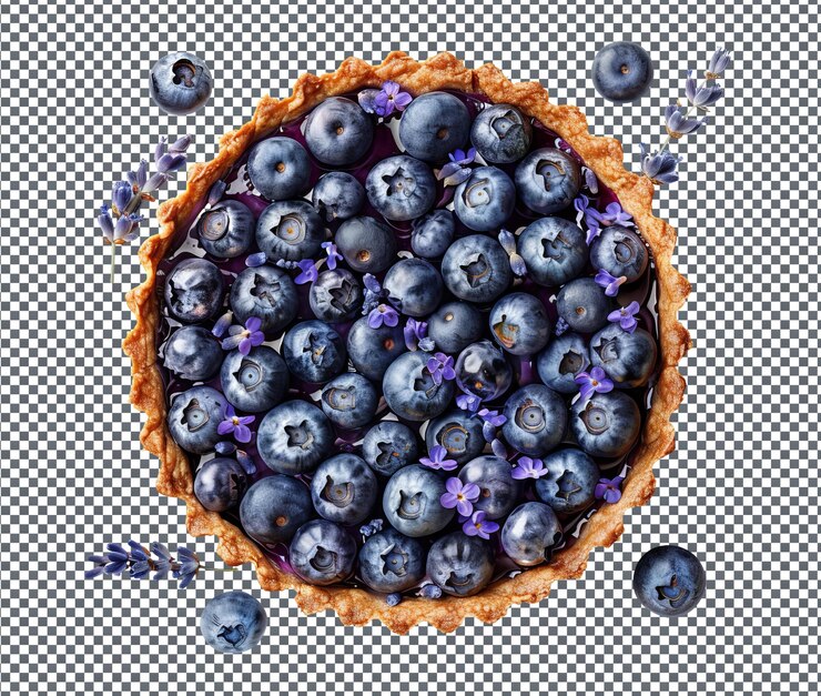 PSD una deliciosa tarta de lavanda de arándanos aislada sobre un fondo transparente
