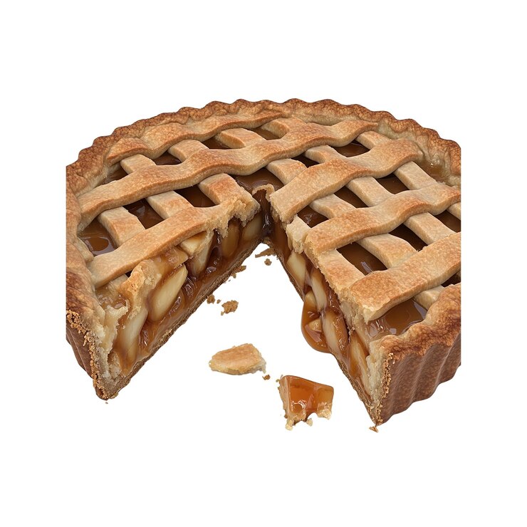 PSD deliciosa tarta de manzana con salsa de caramelo y migas
